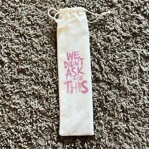 Metal straw with reusable bag and straw cleaner